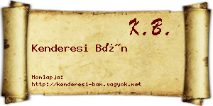Kenderesi Bán névjegykártya